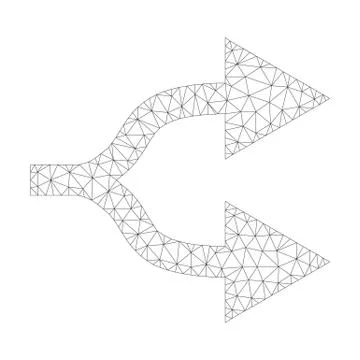 Mesh Vector Split Arrows Right Icon Stock Illustration