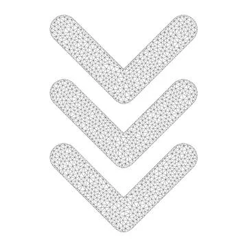 Mesh Vector Triple Arrowhead Down Icon Stock Illustration