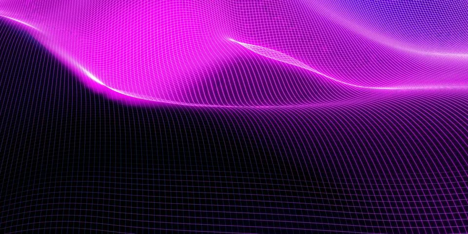 Mesh wave structure curve background purple and blue gradient macro image 3d Illustrazione stock