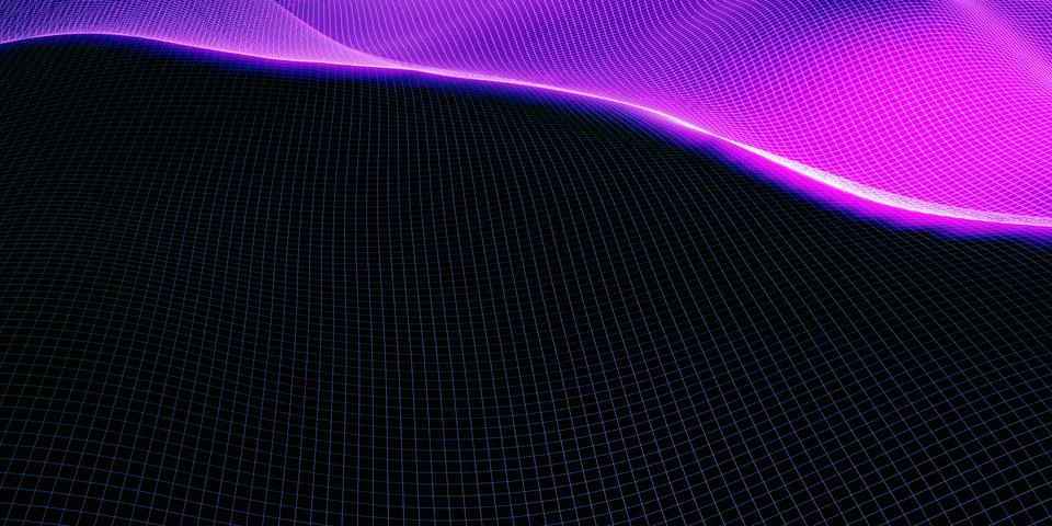 Mesh wave structure curve background purple and blue gradient macro image 3d Illustrazione stock