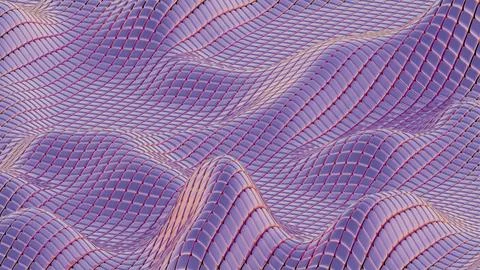 Mesh Waves: Undulating Grid Patterns in Soft Purple Stock Illustration