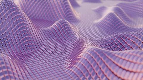 Mesh Waves: Undulating Grid Patterns in Soft Purple Stock Illustration