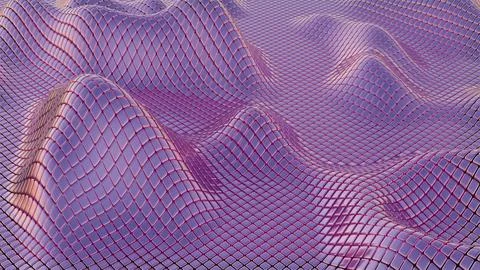 Mesh Waves: Undulating Grid Patterns in Soft Purple Stock Illustration