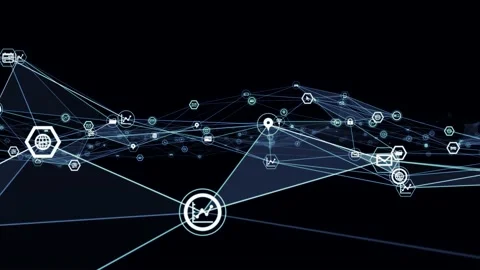 Mesh wire frame in cyberspace. Internet of Things. Communication network. Stock Footage 138241756