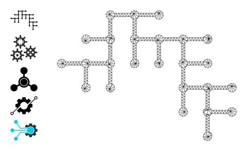 Mesh Wireframe Binary Circuit Icon Stock Illustration