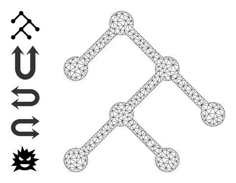 Mesh Wireframe Binary Structure Icon Stock Illustration