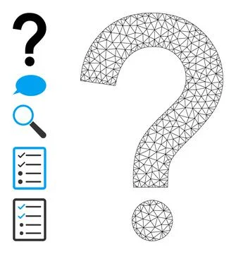 Mesh Wireframe Query Sign Icon Stock Illustration