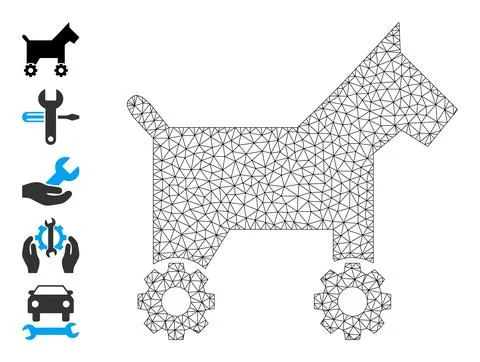 Mesh Wireframe Robotic Dog Icon Ilustración de archivo