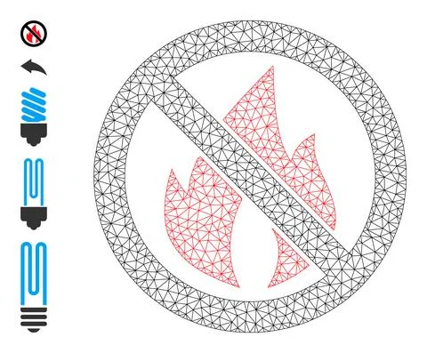 Mesh Wireframe Stop Fire Icon イラスト素材