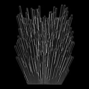 Mesh Wireframe Tall Boxes Array イラスト素材