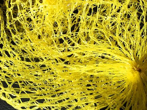 Mesh, yellow plastic mesh for fruit Stock Photos