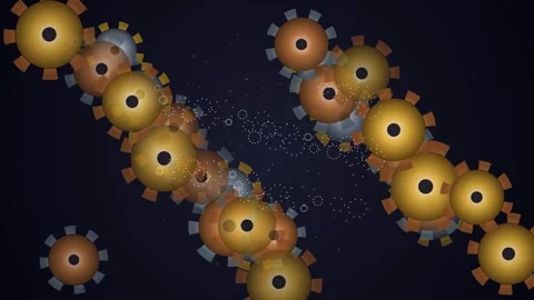 Meshing Gears Animation Loop - Glowing Particle Mechanical Tech Backdrop Stock-Footage 341786682