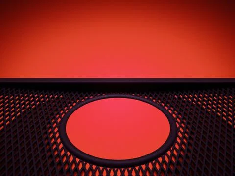Meshy pattern and circle over red leather background Stock Illustration