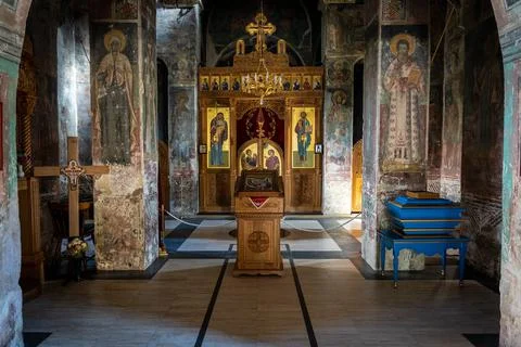 Mesic Monastery altar, Orthodox monastery situated in the Vrsac, Banat region Stock Photos