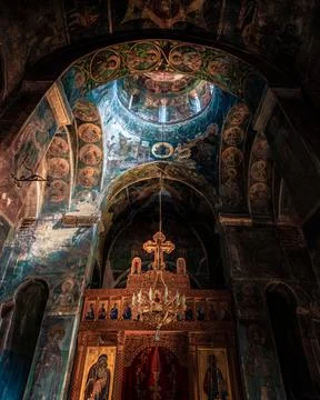Mesic Monastery is a Serb Orthodox monastery situated in the Vrsac, Banat reg Stock Photos
