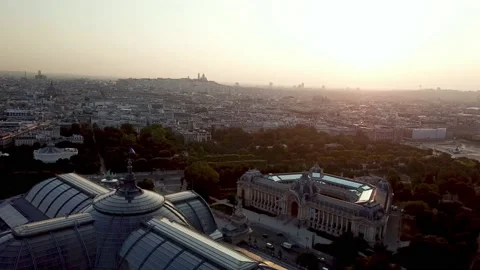 Mesmerising Aerial opening shot of Paris city featuring famous tourist Stock Footage 221963653