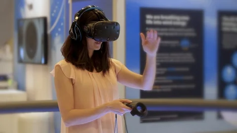 Mesmerized by virtual reality Stock Footage 87426598