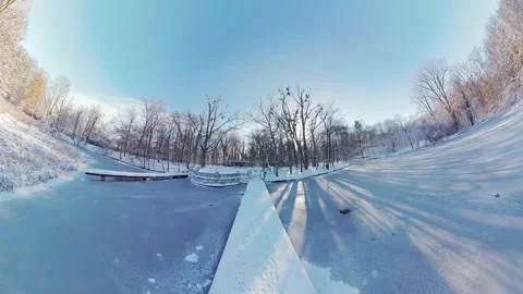 Mesmerizing 360-Degree Winter Forest Walk A Journey Through a Snowy Wonderland Stock Footage 265845097