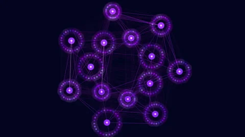 Mesmerizing 3d network of glowing purple circles connected by lines 스톡 동영상 249433461