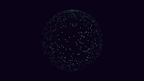 Mesmerizing 3d sphere emitting a blue glow from tiny dots 스톡 동영상 297604292