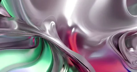 A mesmerizing abstract animation with metallic silver, red, and green hues 스톡 동영상 303536845