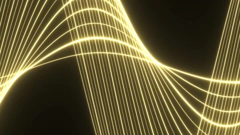 Mesmerizing Abstract Golden Light Waves Digital Art Animation. Stock Footage 342251371