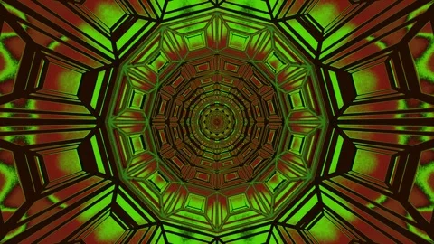 Mesmerizing Abstract Kaleidoscope Pattern in Green and Brown Tones Stock Footage 303140351