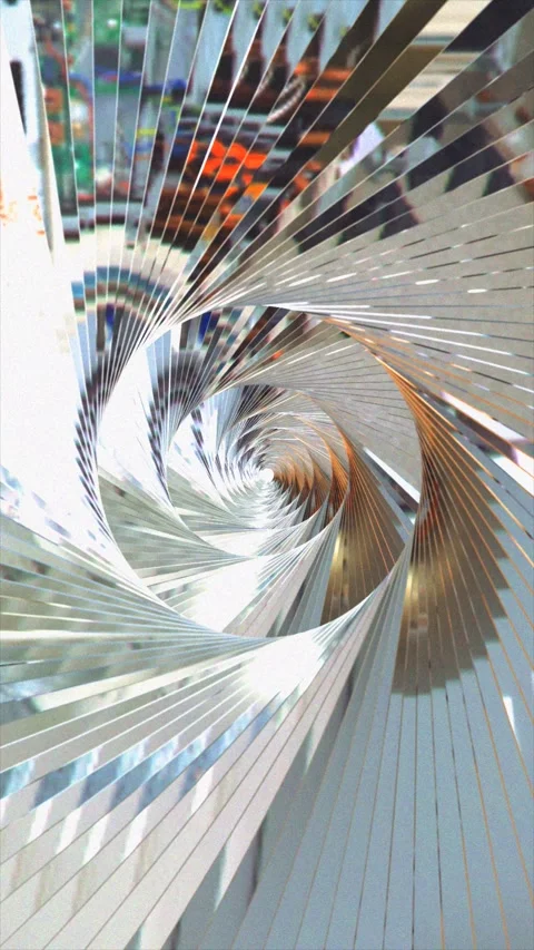 Mesmerizing abstract sculpture composed of many mirrored strips Vidéo 330330402