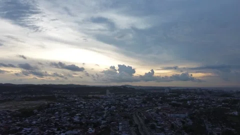 Mesmerizing Aerial View of a Bustling City at Twilight with Dynamic Clouds  sky Vidéo 325201455