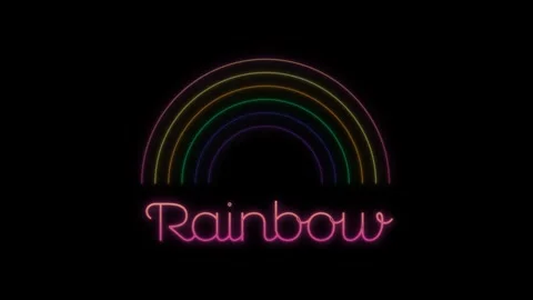 A mesmerizing animation of neon rainbow lines Video stock 303761058