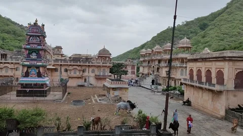 Mesmerizing architecture of Galtaji Mandir Stock Footage 244152653
