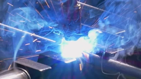 Mesmerizing Argon Welding Robot Sparks Creativity in Industrial Craftsmanship Stock Footage 341068210