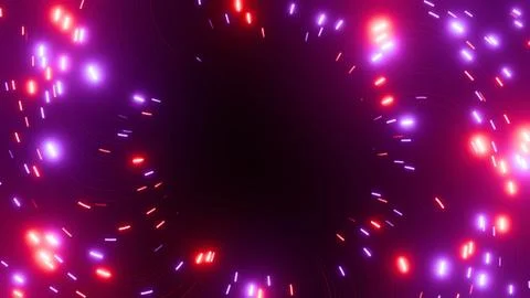 A mesmerizing atmosphere is created in a dark space by a circle of colorful neon Ilustración de archivo