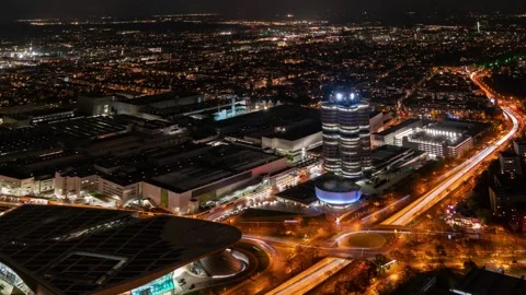 Mesmerizing Autumn Night Skyline of Munich Timelapse Stock Footage 281407798