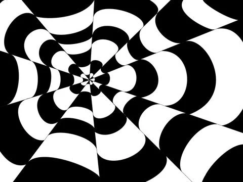 Mesmerizing black and white optical illusion with a spiral pattern creating.. Stock Illustration