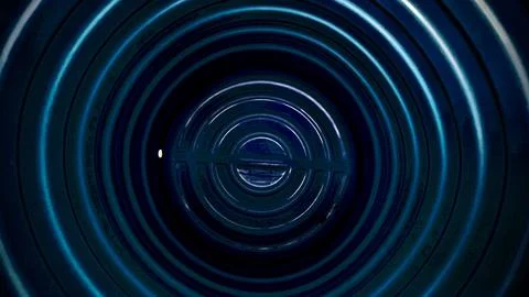 Mesmerizing Blue Circular Light Pattern in Dark Background Foto stock