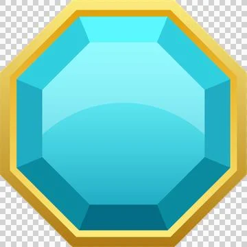 A mesmerizing blue gemstone with an octagonal shape, framed by a radiant go.. Stock Illustration