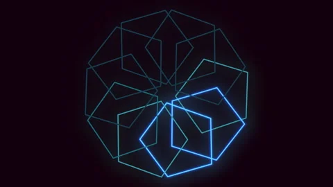 Mesmerizing blue geometric pattern a luminous visual symphony 스톡 동영상 282373399