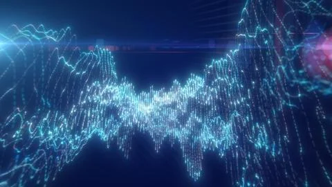 Mesmerizing blue luminescent waveforms creating a digital, futuristic look .. Stock Illustration