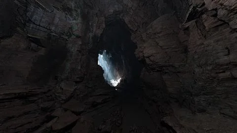 A mesmerizing cave illuminated by ethereal volume light Stock Illustration