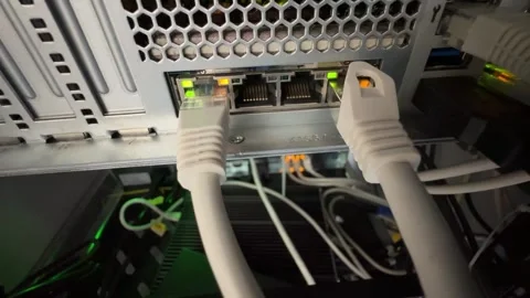 A mesmerizing close-up of blinking server lights Stock Footage 310962035