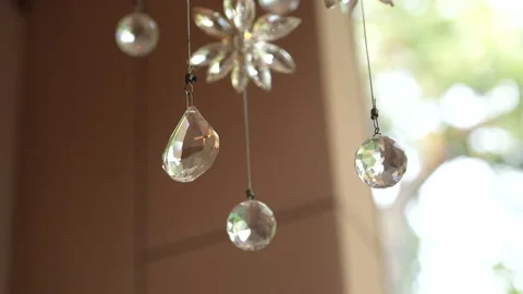 A mesmerizing close-up of hanging crystal Video stock 242814376