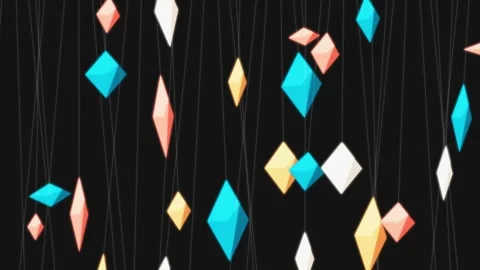 Mesmerizing of colorful geometric crystals floating against a black background,  Stock Footage 281911412