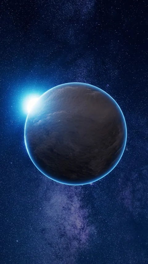 A mesmerizing cosmic dance of a dark alien planet with a radiant star in a .. Stock Footage 327517285