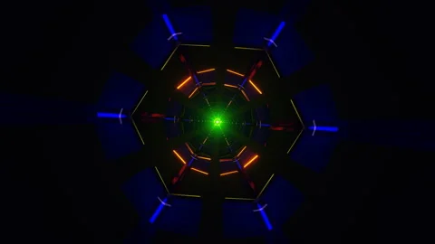 A mesmerizing dance of neon lights in a pulsating backdrop. Stock Footage 268844336