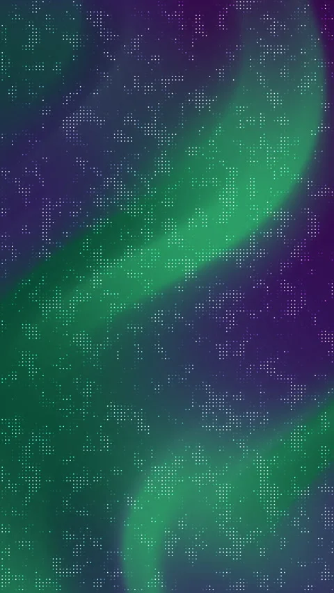 Mesmerizing digital aurora borealis light display with swirling green and p.. Video stock 341760254