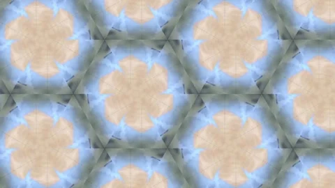 A mesmerizing digital kaleidoscope pattern featuring soft blue and earthy t.. Stock Footage 305524592