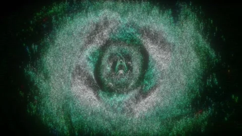 Mesmerizing Digital Vortex Swirling Particles and Glowing Sphere Create Cap.. Stock Footage 314068169