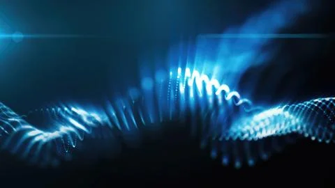 A mesmerizing display of blue glowing particle waves, representing abstract.. Stock Illustration