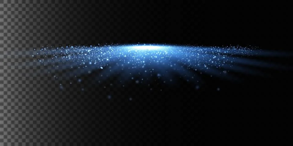 A mesmerizing display of bluish light rays adorned with sparkles against a dark Stock Illustration